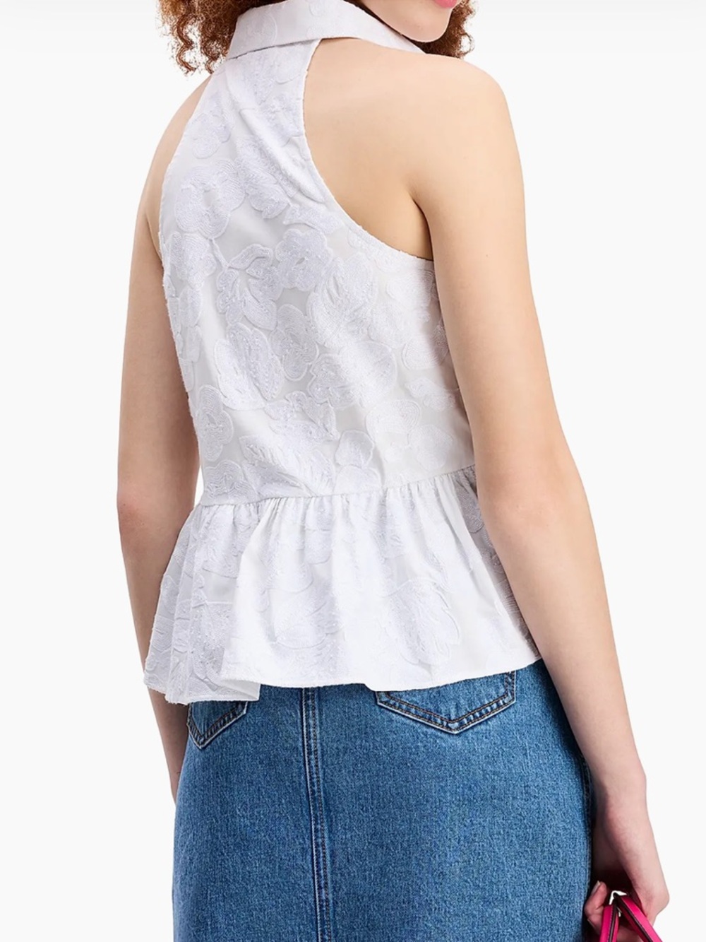 kate spade White Sleeveless Eyelet Halter Peplum Top - Picture 2 of 4